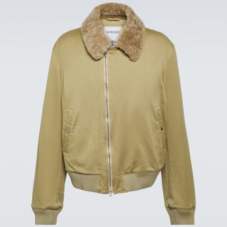 acheter du luxe Burberry Veste en coton garnie de shearling en beige