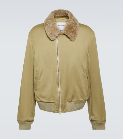 acheter du luxe Burberry Veste en coton garnie de shearling en beige