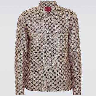 acheter du luxe Gucci Veste en toile de lin GG