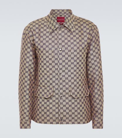 acheter du luxe Gucci Veste en toile de lin GG