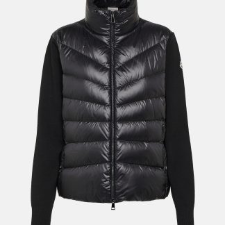 créateur de contrefaçons Moncler Cardigan en tricot à pans coupés en noir