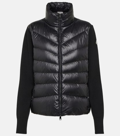 créateur de contrefaçons Moncler Cardigan en tricot à pans coupés en noir