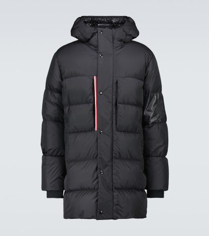 créateur de contrefaçons Moncler Doudoune longue Marceau en bleu