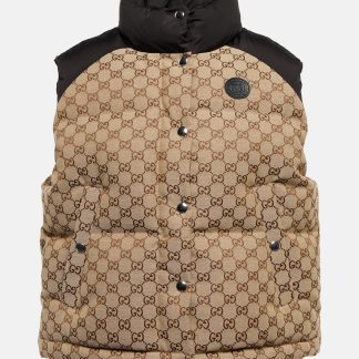 designer bon marché Gucci Gilet en toile de coton GG en beige