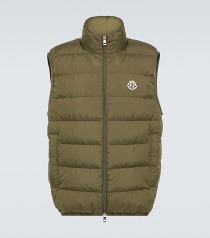 designer bon marché Moncler Gilet en duvet vert