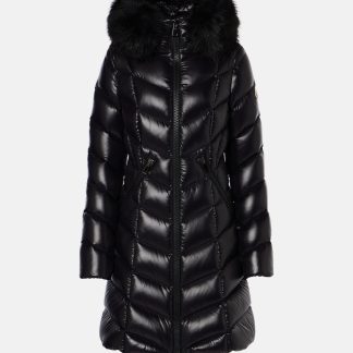 designer bon marché Moncler Manteau en duvet bordé de shearling Fulmarus en noir