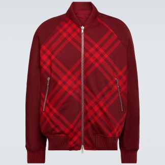 faux luxe Burberry Blouson bombardier à carreaux en laine mélangée