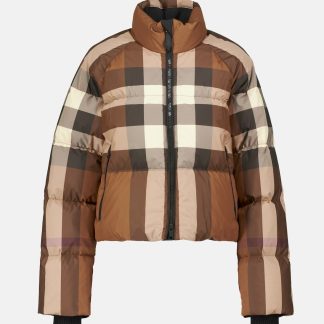 faux luxe Burberry Veste croisée en duvet à carreaux