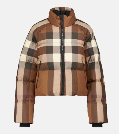 faux luxe Burberry Veste croisée en duvet à carreaux