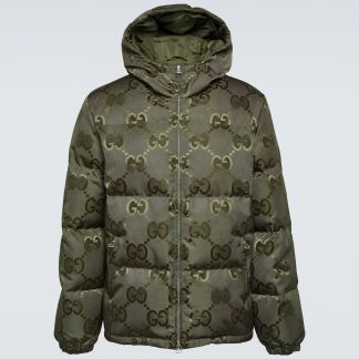 faux luxe Gucci Doudoune en toile Jumbo GG en vert