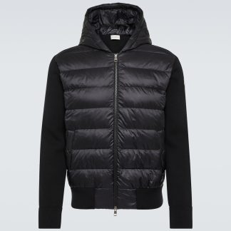 haute qualité luxe Moncler Sweat à capuche matelassé rayé en noir