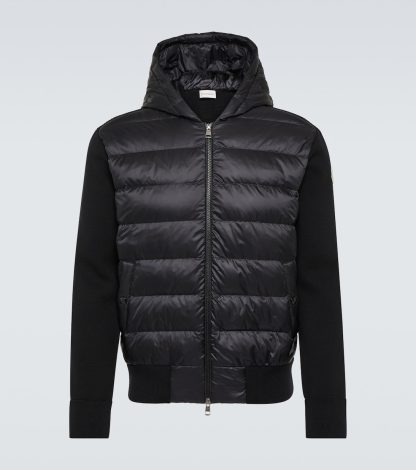 haute qualité luxe Moncler Sweat à capuche matelassé rayé en noir