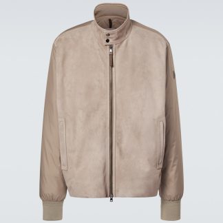 luxe bon marché Moncler Veste en cuir Lountere en marron