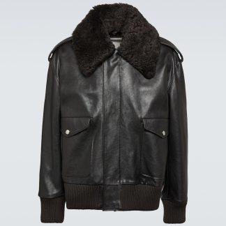 mode luxe Burberry Veste en cuir de shearling en noir