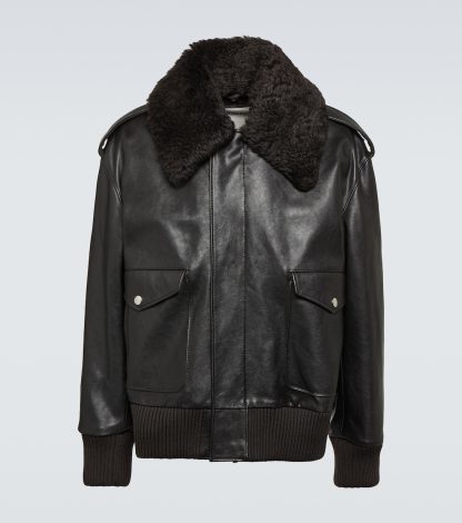 mode luxe Burberry Veste en cuir de shearling en noir