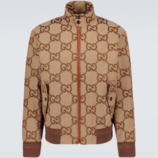 mode luxe Gucci Veste en toile Jumbo GG en marron