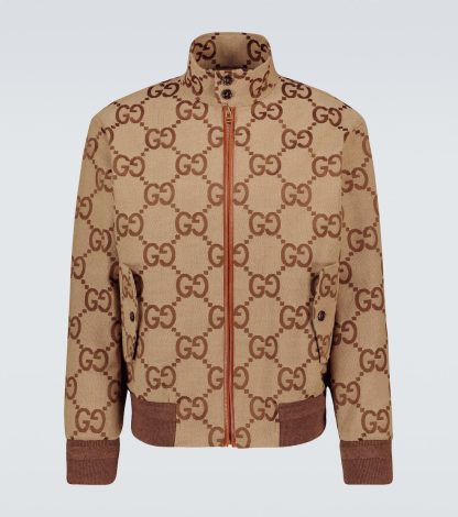 mode luxe Gucci Veste en toile Jumbo GG en marron