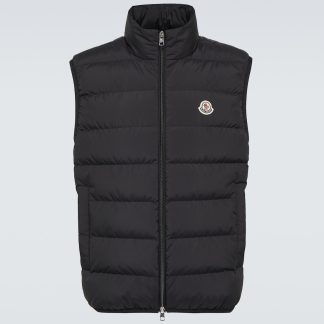 réplique de designer Moncler Gilet en duvet contrasté en noir