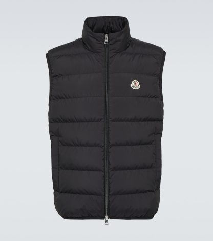 réplique de designer Moncler Gilet en duvet contrasté en noir