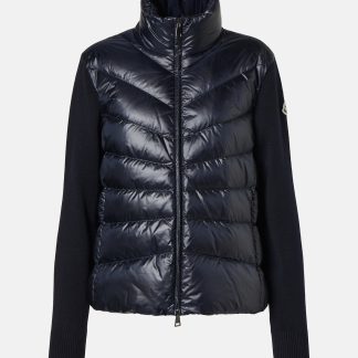 vente chaude designer Moncler Cardigan en laine à panneaux en duvet