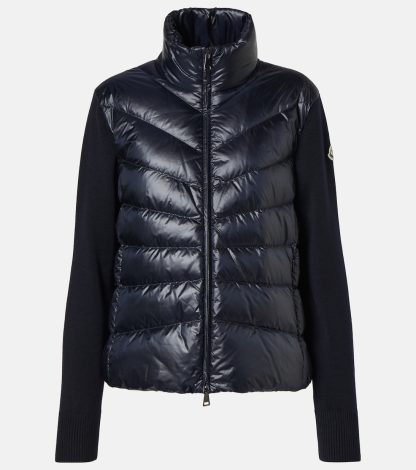 vente chaude designer Moncler Cardigan en laine à panneaux en duvet