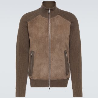 vente chaude designer Moncler Pull zippé en coton bleu