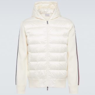 vente chaude designer Moncler Sweat à capuche matelassé rayé en blanc