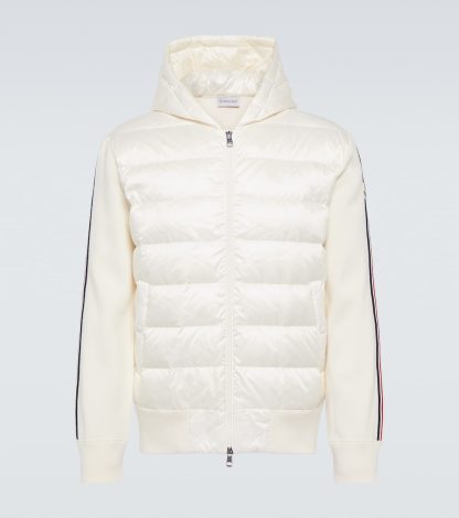 vente chaude designer Moncler Sweat à capuche matelassé rayé en blanc