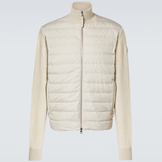 vente chaude designer Moncler Veste en laine et cachemire à panneaux en duvet