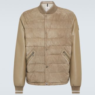 vente chaude luxe Moncler Blouson bombardier en cuir et duvet de Chalanches