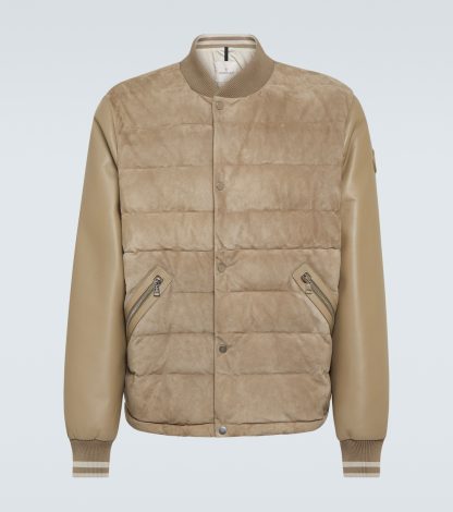 vente chaude luxe Moncler Blouson bombardier en cuir et duvet de Chalanches