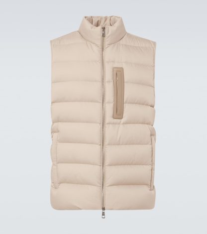 vente chaude luxe Moncler Gilet en duvet Giaf beige